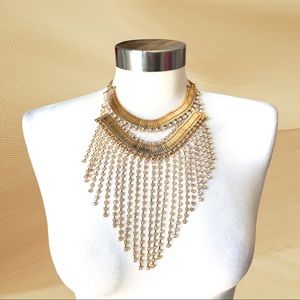 Gold Bling Layered Choker Statement Necklace